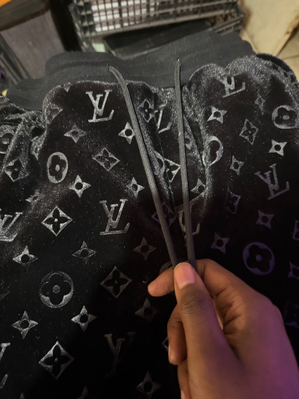 Louis Vuitton Black Velvet Monogram Zip Jacket with pants - Picture 12 of 13